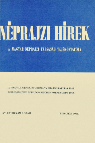 Nprajzi Hrek - XV. vfolyam 3. szm, 1986