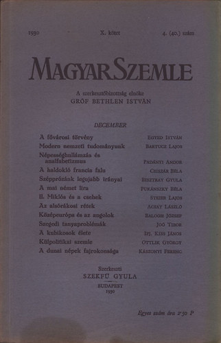 Magyar Szemle 1930. v X. ktet 4.(40.) szm