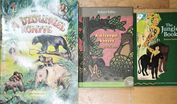 2db A dzsungel k�nyve m� + aj�nd�k angol nyelv� A dzsungel k�nyve - Rudyard Kipling-A dzsungel k�nyve-Maugli t�rt�netei, A dzsungel k�nyve-k�pekkel illusztr�lt-J�lics Gyula rajzaival + The Jungle Book