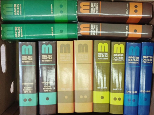 Magyarorsz�g t�rt�nete 14 k�tetben: El�zm�nyek �s magyar t�rt�net 1242-ig I-II. + 1526-1686 I-II. + 1686-1790 I-II. + 1790-1848 I-II. + 1890-1918 I-II. + 1918-1919 1919-1945 I-II. (14 k�tet)
