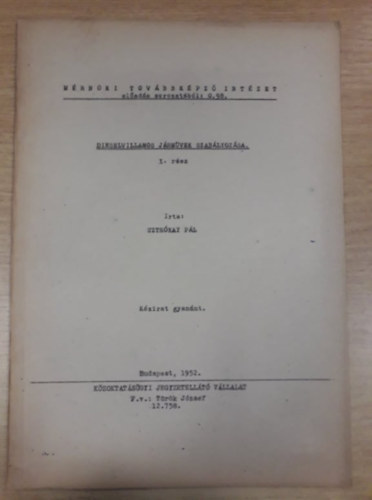 Dieselvillamos j�rm�vek szab�lyoz�sa I. r�sz