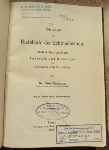 Beitrge zur Histologie der Echinodermen / Heft 4. (1889)