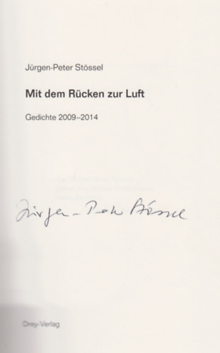 J�rgen-Peter St�ssel - Mit dem R�cken zur Luft (Al��rt)