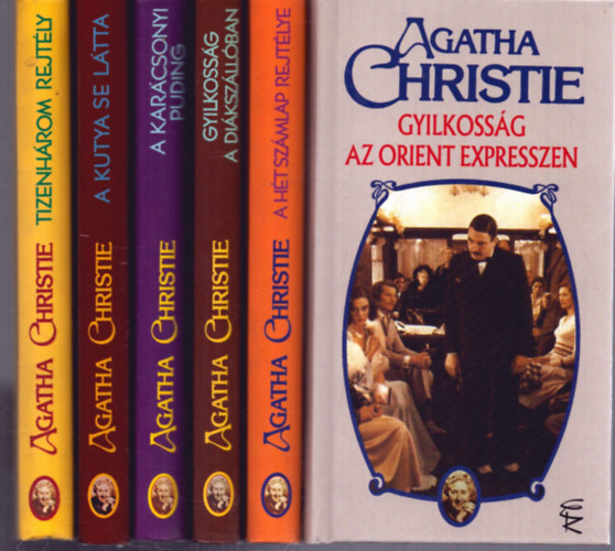 Agatha Christie - 6 db Agatha Christie ktet: A karcsonyi puding - Tizenhrom rejtly - Gyilkossg a dikszllban - A kutya se ltta - Gyilkossg az Orient expresszen - A ht szmlap rejtlye