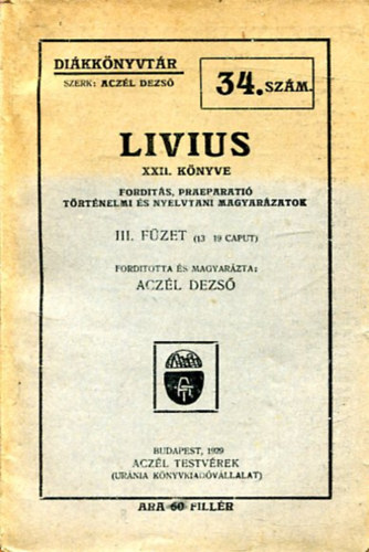 Livius XXII. k�nyve - Di�k k�nyvt�r 34. sz�m