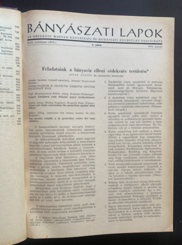 Bnyszati lapok 1954 - 1-12. szm egybektve - Teljes vfolyam - Az Orszgos Magyar Bnyszati s Kohszati Egyeslet folyirata