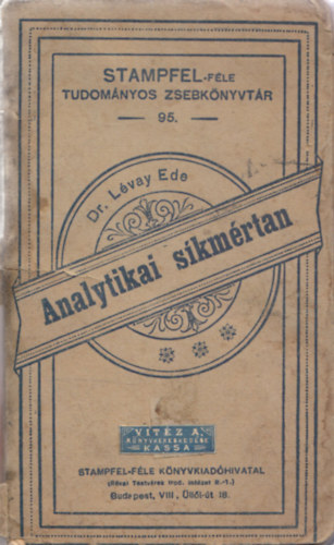 Dr. Lvay Ede - Analytikai skmrtan (Stampfel-fle tudomnyos zsebknyvtr 95.)