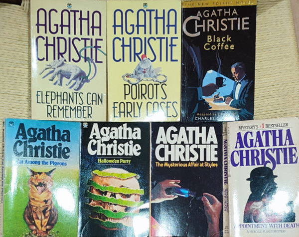 Agatha Christie - 7db angol nyelv Agatha Christie regny - Cat Among the Pigeons, Hallowe'en Party, The Mysterious Affair at Styles, Appointment with Death, Black Coffee, Poirot's early cases, Elephants can remember