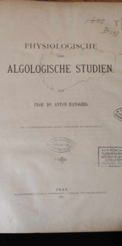 Physiologische und Algologische Studien (Fiziolgiai s algolgiai vizsglatok francia nyelven)