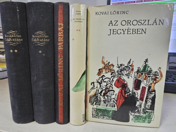 3db Kovai reg�ny 5 k�tetben: F�klyat�nc I-II+ P�rbaj+ Az oroszl�n jegy�ben I-II.