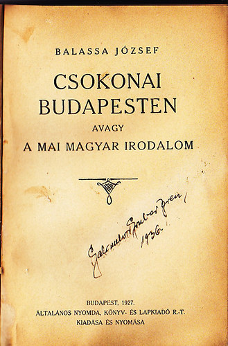 Csokonai Budapesten avagy a mai magyar irodalom