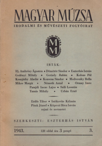 Magyar Mzsa - Irodalmi s mvszeti folyirat 1943. 3. szm