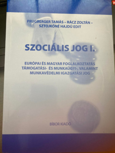 Szocilis jog I. - Eurpai s magyar foglalkoztats tmogatsi- s munkagi-, valamint munkavdelmi igazgatsi jog