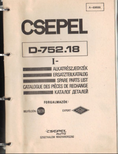 Csepel D-752.18 I- Alkatrszjegyzk