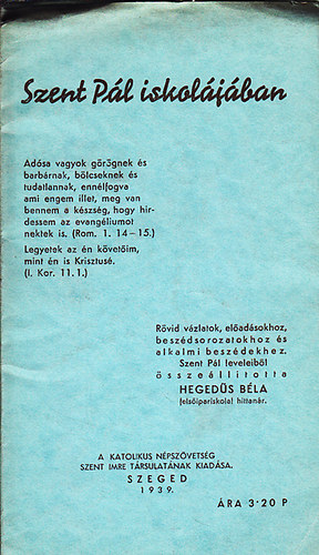 Szent Pl iskoljban