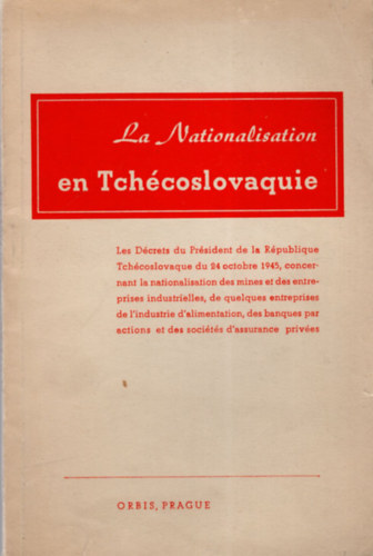 La Nationalisation en Tchcoslovaquie