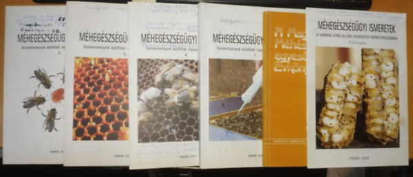 6 db m�h�szeti kiadv�ny: M�heg�szs�g�gyi ismeretek 2., 5., 6., 7. - K�l�nsz�m (2008) + A Magyar M�h�szegyes�let �vk�nyve 1985