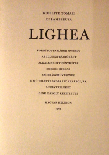 Lighea (Borsos Mikls szobrainak kpvel)