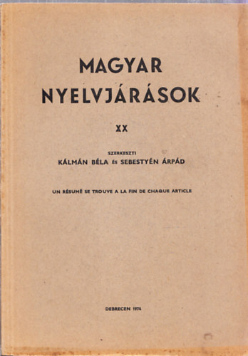 Magyar Nyelvjrsok XX.