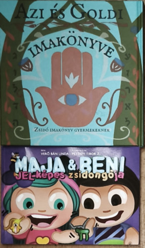 2db zsid� vall�ssal kapcsolatos gyermekk�nyv - Maja & Beni jel-k�pes zsidong�ja, Azi �s Goldi imak�nyve gyermekeknek