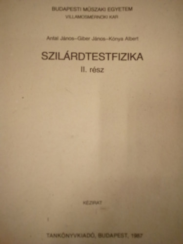 Szilrdtestfizika II. rsz