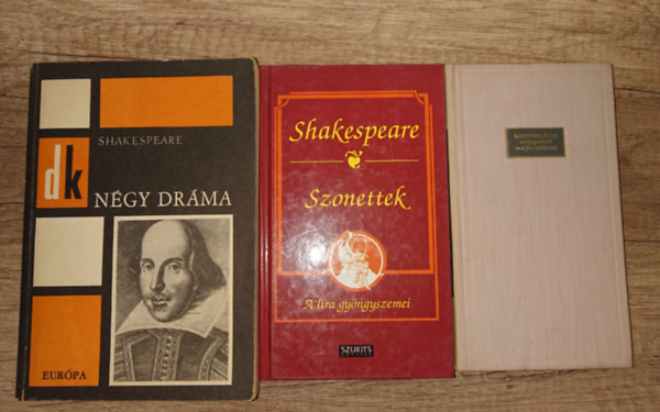 3 k�tet Shakespeare-t�l: Szonettek, N�gy dr�ma, R�me� �s J�lia