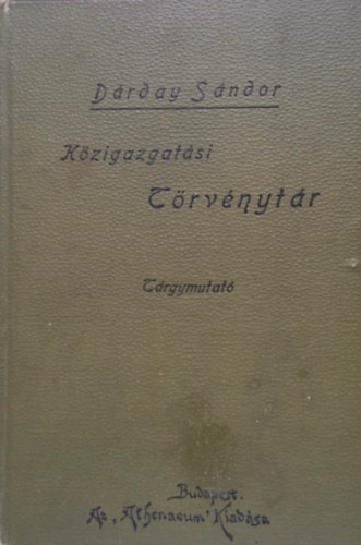 Trgymutat (index) a kzigazgatsi trvnytr msodik kiadshoz (1897)