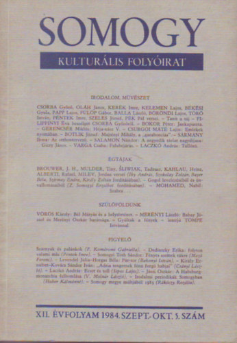 Somogy Kultur�lis foly�irat XII.�vf. 1984.szept-okt. 5.sz�m