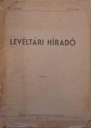 Levltri Hrad (kzirat) III. vfolyam  1953 2-4