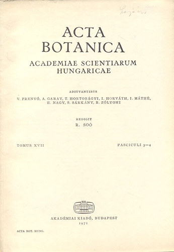 Acta Botanica (A Magyar Tudomnyos Akadmia botanikai kzlemnyei)- Tomus XVII., Fasciculi 3-4.