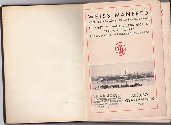Weiss Manfred Acl- s Fmmvei Rt.- Aclcs gyrtmnyok 1939.