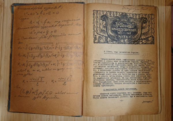 Integr�l� anal�zis �s geometria I. 1917-1918