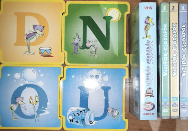 4db lapoz a Vizipk-csodapk sorozatbl - D-Dibben, dobban, dbrg, N-Nnke s a napra, O-Ormnyos ollja, -A titokzatos veg + 3db DVD-Vizipk-csodapk sorozat 1.-3. sorozat, s 1db VHS kazetta-Vizipk, csodapk ajndkba