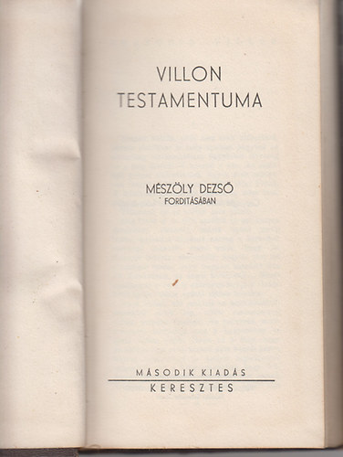 M�sz�ly Dezs�  (ford.) - Villon testamentuma