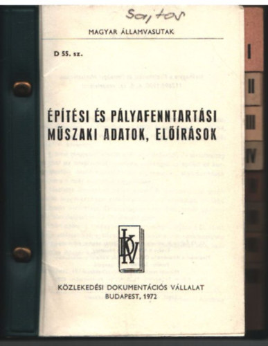 ptsi s plyafenntartsi mszaki adatok, elrsok I ( D. 55. sz.)