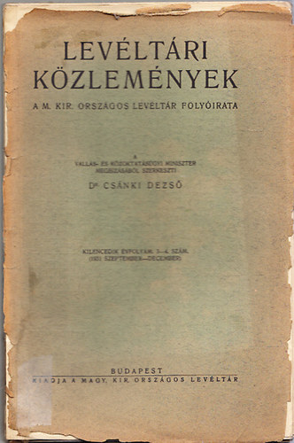 Levltri Kzlemnyek kilencedik vfolyam 3-4. szm.1931 szept-dec.