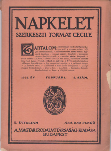 Tormay Cecile  (Szerk.) - Napkelet X. vf. 1932. februr 2. szm