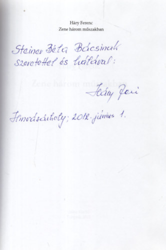Zene hrom mszakban - dediklt
