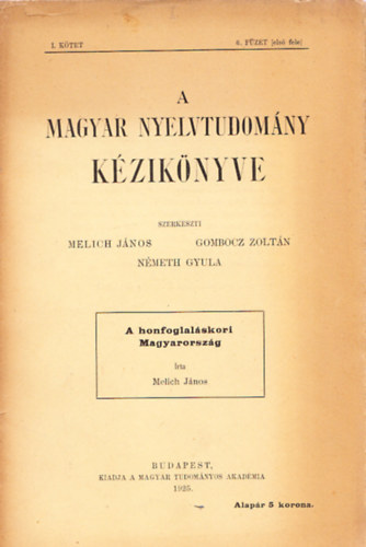 A magyar nyelvtudomny kziknyve (I. ktet 6. fzet)