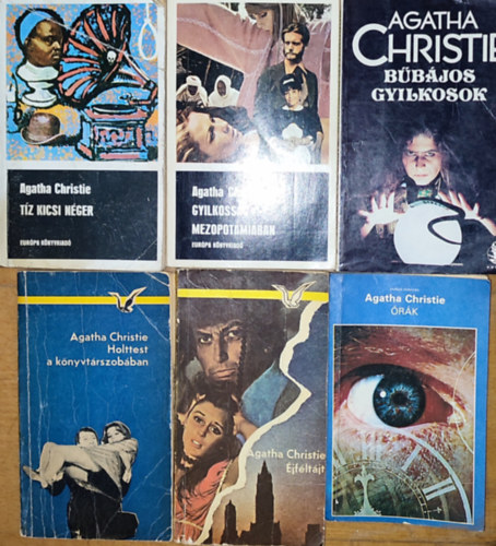 6db Agatha Christie regny - rk, Holttest a knyvtrszobban, jfltjt, Tz kicsi nger, Gyilkossg Mezopotmiban, Bbjos gyilkosok