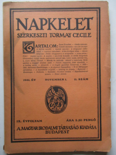 Napkelet IX. vf. 1931. November 1. 11. szm