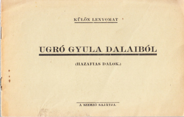 Klnnyomat Ugr Gyula dalaibl (hazafias dalok)