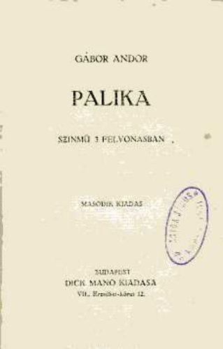 Palika (sznm 3 felvonsban)