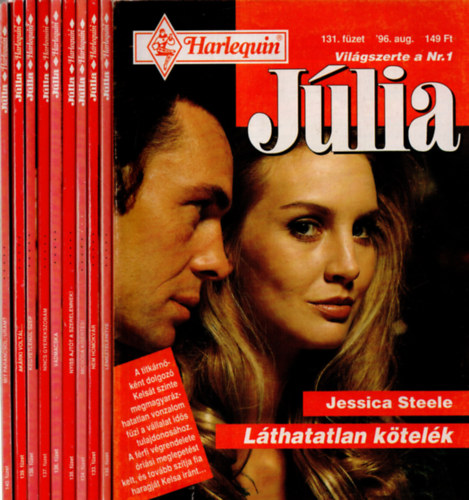 10 db Jlia magazin 131-140. fzet. Lthatatlan ktelk-Lemeztelentve-Nem homokvr-Micsoda ksrts !-Nyiss ajtt a szerelemnek!-Vadmacska-Nincs gyerekszobm-Kegyetlenl szp-Akrki voltl-Mit parancsol-uram?