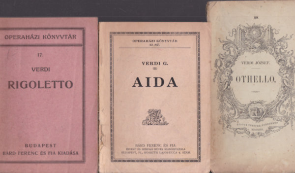 3 db.  Verdi-opera szvegknyv (Rigoletto + Aida + Othello)- Magyar Kirlyi Operahz