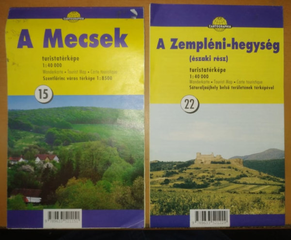 Trkp: 2db - A Mecsek turistatrkpe 1:40.000 (15) + A Zemplni-hegysg (szaki rsz) turistatrkpe 1:40.000 (22)