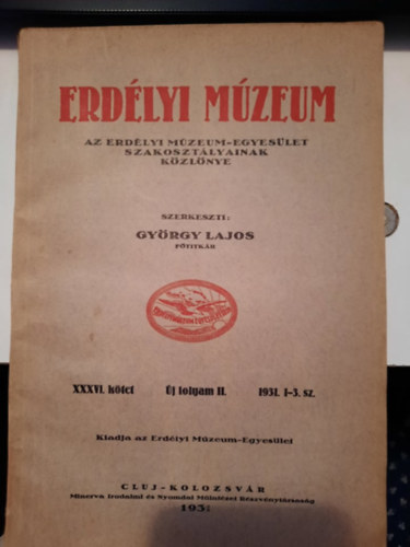 Erdlyi Mzeum 1931. 1-3. fzet