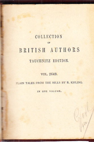 Plain Tales from the Hills (Collection of British Authors Vol. 2649.)