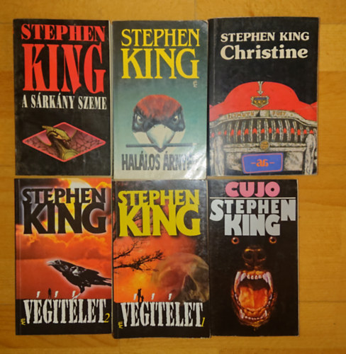 6 ktet, 5 regny Stephen Kingtl: Cujo, Christine, Hallos rnyk, A srkny szeme, Vgtlet 1-2.