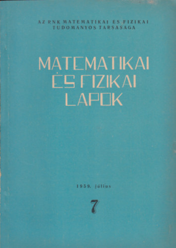 Matematikai s fizikai lapok 7. 1959. jlius